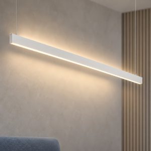 Ideal lux steel lampadario lineare biemissione fascio largo led 35w 3000k 120cm per cucina bianco