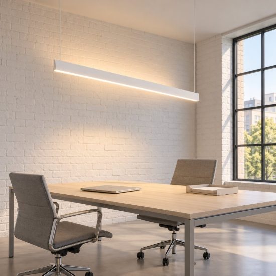 Ideal lux steel lampadario lineare biemissione fascio largo led 35w 3000k 120cm per cucina bianco