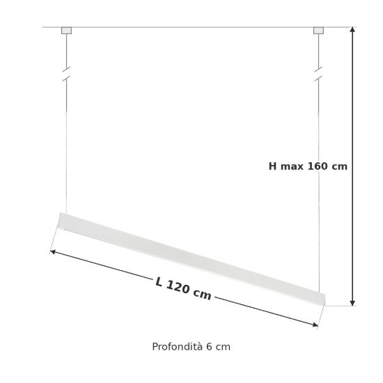 Ideal lux steel lampadario lineare biemissione fascio largo led 35w 3000k 120cm per cucina bianco