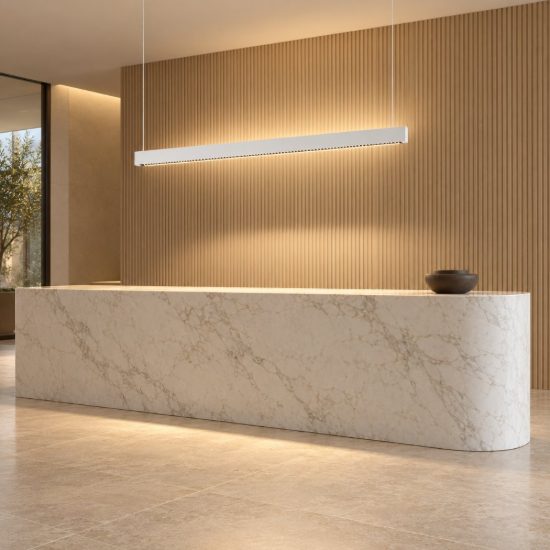 Ideal lux steel lampadario lineare biemissione fascio stretto led 35w 3000k 120cm per cucina bianco