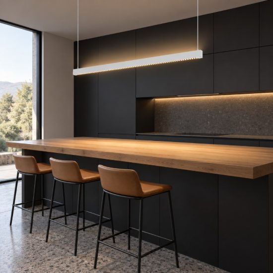 Ideal lux steel lampadario lineare biemissione fascio stretto led 35w 3000k 120cm per cucina bianco