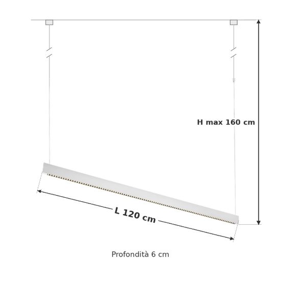 Ideal lux steel lampadario lineare biemissione fascio stretto led 35w 3000k 120cm per cucina bianco