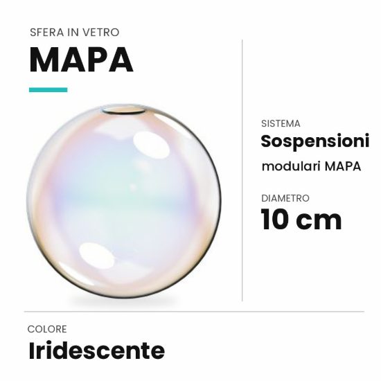 Ideal lux mapa sfera in vetro iridescente 10cm per sospensioni modulari