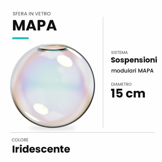 Ideal lux mapa sfera in vetro iridescente 15cm per sospensioni modulari