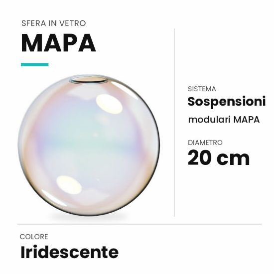 Ideal lux mapa sfera in vetro iridescente 20cm per sospensioni modulari