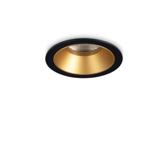 Ideal lux game faretto da incasso per cartongesso led 5w 3000k foro 5cm rotondo nero e oro