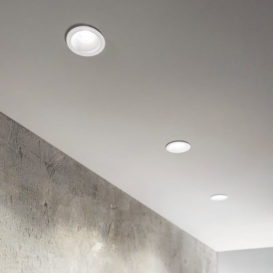 Ideal lux game faretto da incasso per cartongesso led 5w 3000k foro 5cm rotondo bianco e oro