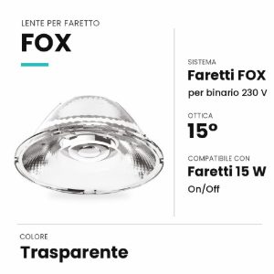 Ideal lux fox lente 15° per faretti 15w on-off trasparente