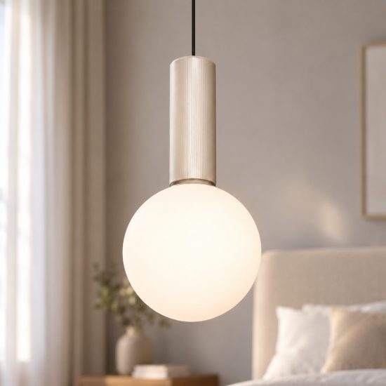Ideal lux odeon lampada a sospensione led 8w 3000k 15cm per camera da letto contemporanea bianca