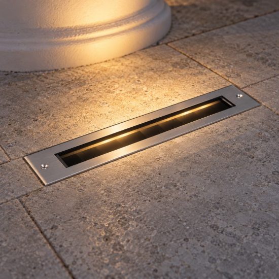 Ideal lux thor faretto da incasso da esterno pavimento led 19w 3000k 52,1cm lineare acciaio