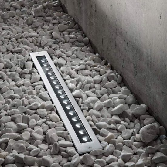 Ideal lux thor faretto da incasso da esterno pavimento led 19w 3000k 52,1cm lineare acciaio