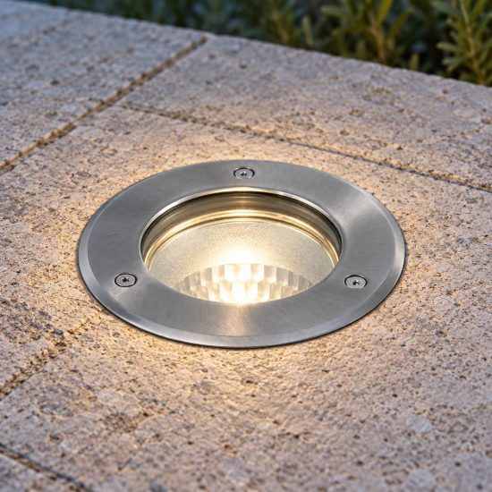 Ideal lux park faretto da incasso da esterno pavimento gu10 10,5cm rotondo acciaio