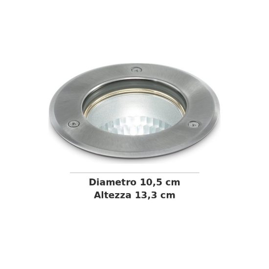 Ideal lux park faretto da incasso da esterno pavimento gu10 10,5cm rotondo acciaio