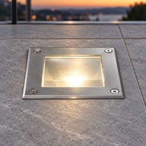 Ideal lux park faretto da incasso da esterno pavimento gu10 10,5cm quadrato acciaio
