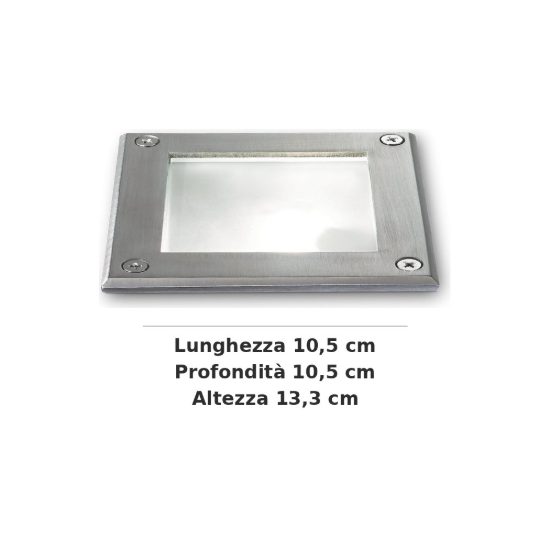 Ideal lux park faretto da incasso da esterno pavimento gu10 10,5cm quadrato acciaio
