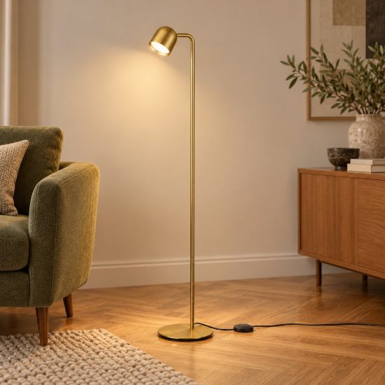 Ideal lux dodo piantana con faretto orientabile gx53 led 9w 118cm per soggiorno contemporanea ottone