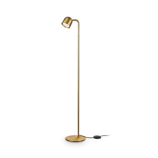 Ideal lux dodo piantana con faretto orientabile gx53 led 9w 118cm per soggiorno contemporanea ottone