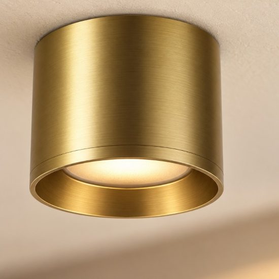 Ideal lux spike faretto da soffitto led 10w 3000k cilindrico 10 cm moderno ottone