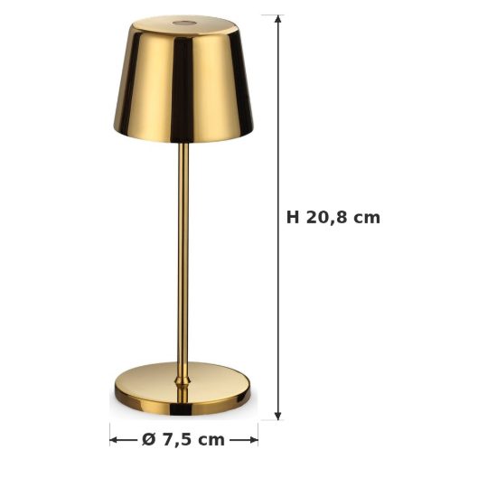 Ideal lux cute lampada da tavolino ricaricabile da esterno led 2,5w 20,8cm contemporanea oro ip65