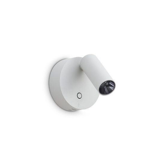 Ideal lux elf applique con faretto orientabile led 3w 3000k 8,5cm per comodino moderna bianca