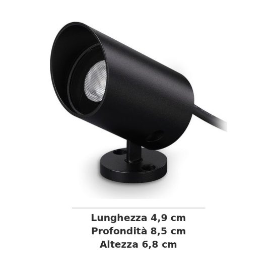 Ideal lux koala faretto da esterno giardino orientabile led 7w 3000k 4,9cm cilindrico moderno nero