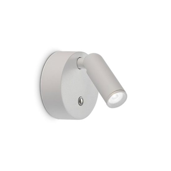Ideal lux bean applique da comodino ricaricabile con faretto led 3w 3000k base tonda bianca
