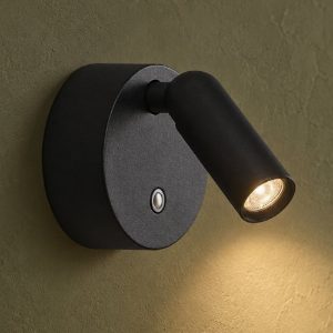 Ideal lux bean applique da comodino ricaricabile con faretto led 3w 3000k base tonda nera
