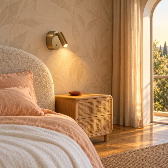 Ideal lux bean applique da comodino ricaricabile con faretto led 3w 3000k base tonda ottone
