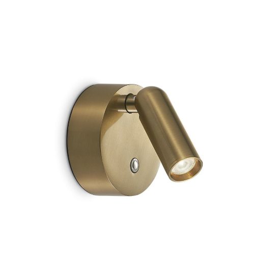 Ideal lux bean applique da comodino ricaricabile con faretto led 3w 3000k base tonda ottone