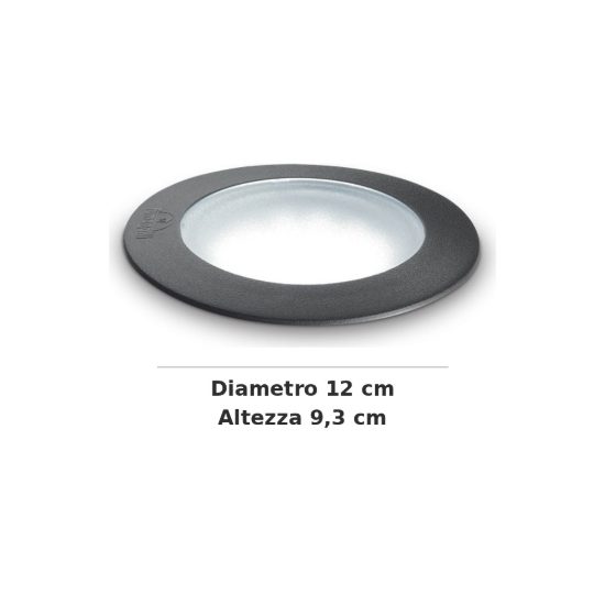 Ideal lux way faretto da incasso da esterno pavimento gx53 12cm rotondo nero