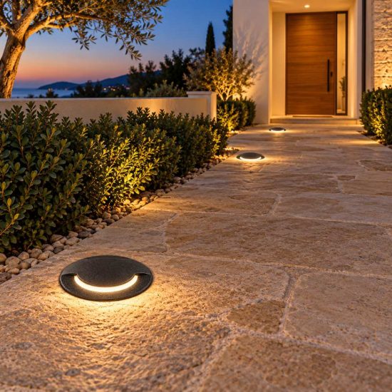 Ideal lux way segnapasso da esterno pavimento a luce tripla gu10 9cm rotondo nero