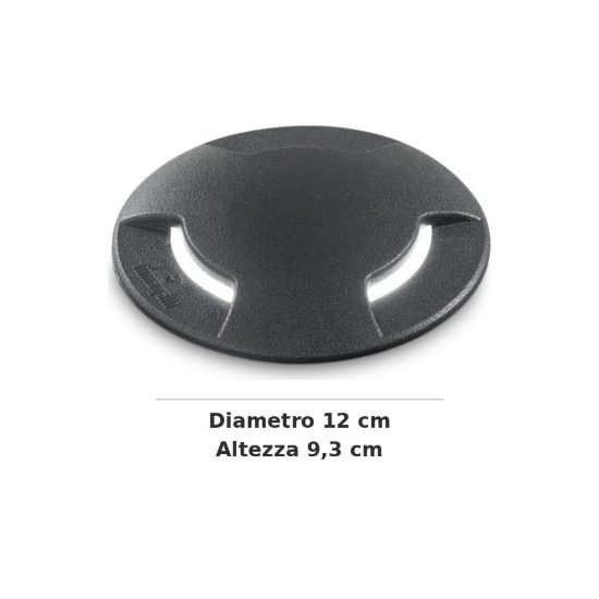 Ideal lux way segnapasso da esterno pavimento a luce tripla gx53 12cm rotondo nero