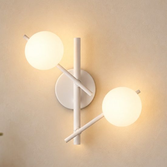 Ideal lux atlas applique con 2 sfere in vetro g9 led 3w 30cm per soggiorno moderna bianca