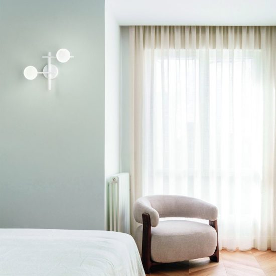 Ideal lux atlas applique con 2 sfere in vetro g9 led 3w 30cm per soggiorno moderna bianca
