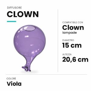 Ideal lux clown diffusore in vetro viola