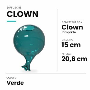 Ideal lux clown diffusore in vetro verde