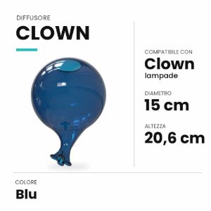 Ideal lux clown diffusore in vetro blu