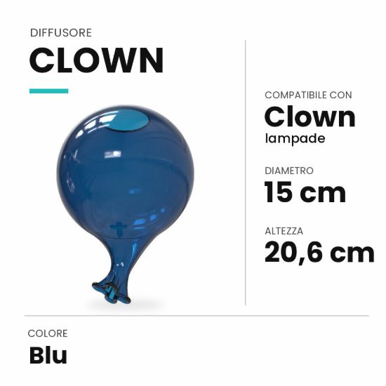 Ideal lux clown diffusore in vetro blu