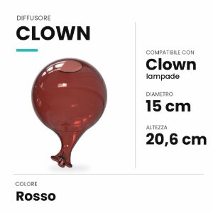 Ideal lux clown diffusore in vetro rosso