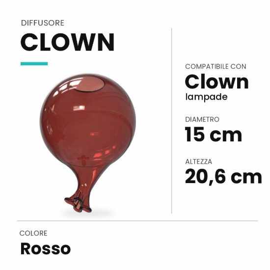 Ideal lux clown diffusore in vetro rosso