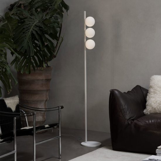 Ideal lux binomio piantana con 3 sfere g9 led 3w 160,9cm per soggiorno moderna bianca