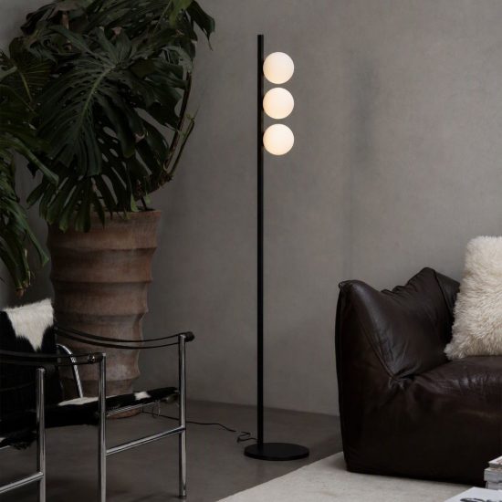 Ideal lux binomio piantana con 3 sfere g9 led 3w 160,9cm per soggiorno moderna bianca