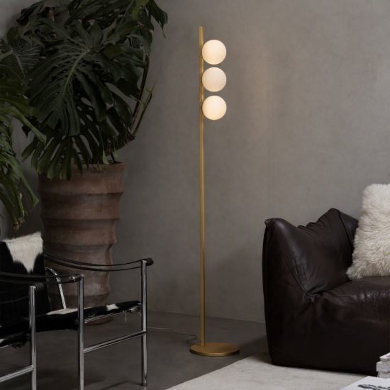 Ideal lux binomio piantana con 3 sfere g9 led 3w 160,9cm per soggiorno moderna bianca