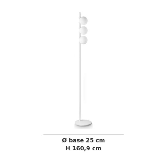 Ideal lux binomio piantana con 3 sfere g9 led 3w 160,9cm per soggiorno moderna bianca