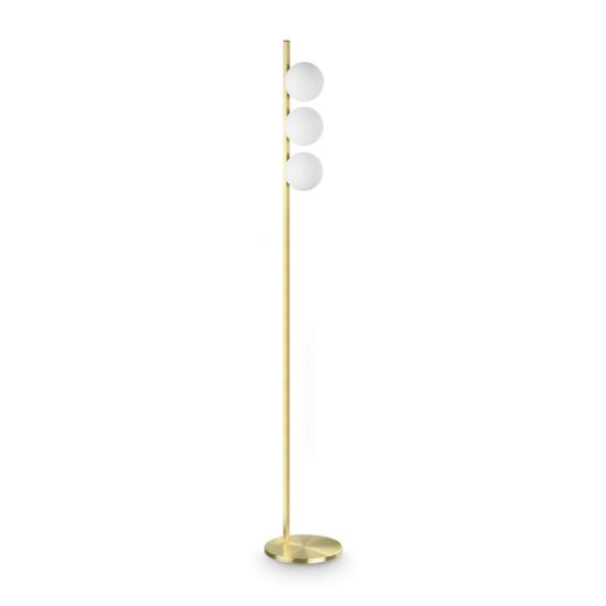 Ideal lux binomio lampada da terra con 3 sfere g9 led 3w 160,9cm per soggiorno contemporanea ottone