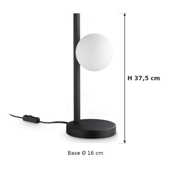 Ideal lux binomio abat-jour da comodino g9 led 3w 37,5cm per camera da letto moderna nera