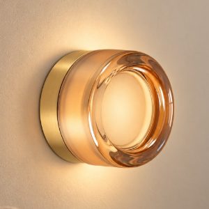 Ideal lux lolly applique in vetro gx53 led 9w 10,5cm per soggiorno contemporanea ambra ip44