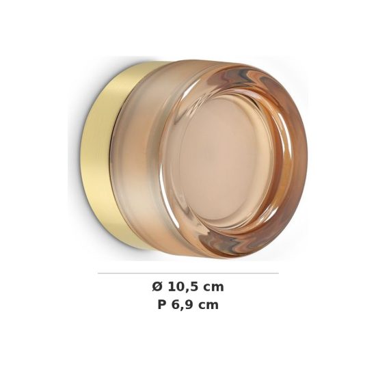 Ideal lux lolly applique in vetro gx53 led 9w 10,5cm per soggiorno contemporanea ambra ip44