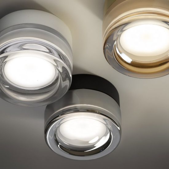 Ideal lux lolly applique in vetro gx53 led 9w 10,5cm per soggiorno contemporanea grigia ip44