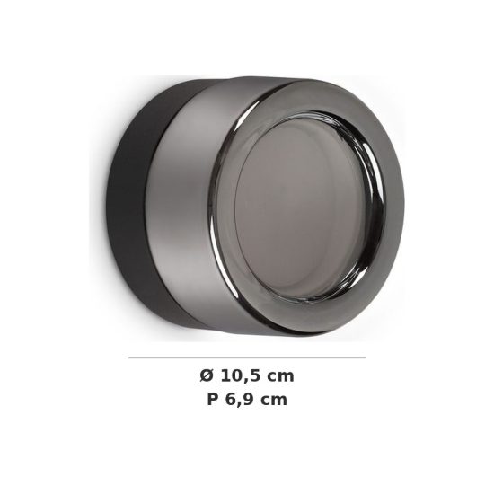 Ideal lux lolly applique in vetro gx53 led 9w 10,5cm per soggiorno contemporanea grigia ip44